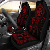 Wallis And Futuna Car Seat Covers - Wallis And Futuna Coat Of Arms Polynesian Tribal Deep Red - 105905 - YourCarButBetter