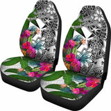 Wallis And Futuna Car Seat Covers White - Turtle Plumeria Banana Leaf - 091114 - YourCarButBetter