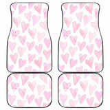 Watercolor Pink Heart Pattern Front And Back Car Mats 174914 - YourCarButBetter