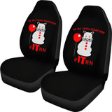 We All Meow Down Here Clown Cat KITten Pennywise Car Seat Covers 212903 - YourCarButBetter