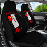 We All Meow Down Here Clown Cat KITten Pennywise Car Seat Covers 212903 - YourCarButBetter
