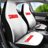 White Camaro Red Letter Car Seat Covers 212304 - YourCarButBetter