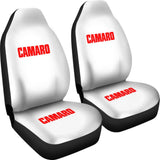 White Camaro Red Letter Car Seat Covers 212304 - YourCarButBetter