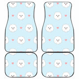 White Cute Pomeranian Pattern Front And Back Car Mats 195016 - YourCarButBetter