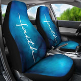 White Faith Word Cross On Blue Ombre Car Seat Covers Religious Christian Themed 160905 - YourCarButBetter