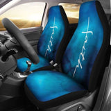 White Faith Word Cross On Blue Ombre Car Seat Covers Religious Christian Themed 160905 - YourCarButBetter