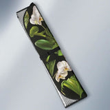 White Orchid Flower Tropical Leaves Pattern Blackground Car Auto Sun Shades 182102 - YourCarButBetter