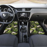 White Orchid Flower Tropical Leaves Pattern Blackground Front And Back Car Mats 174914 - YourCarButBetter