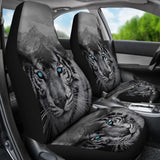 White Snow Tiger Seat Covers for Car 211303 - YourCarButBetter