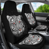 White Tiger Red Eyes Amazing Black Background Car Seat Covers 210102 - YourCarButBetter