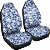 White With Blue Shibori Dye Pattern Ethnic Boho Car Seat Covers 105905 - YourCarButBetter