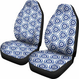 White With Blue Shibori Dye Pattern Ethnic Boho Car Seat Covers 105905 - YourCarButBetter