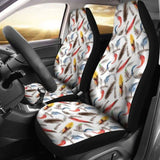 White With Watercolor Feathers Boho Car Seat Covers 174914 - YourCarButBetter