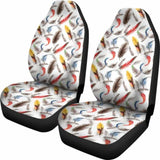White With Watercolor Feathers Boho Car Seat Covers 174914 - YourCarButBetter