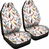 White With Watercolor Feathers Boho Car Seat Covers 174914 - YourCarButBetter