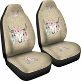 Wild And Free Dark Tan Boho Cow Skull Car Seat Covers 105905 - YourCarButBetter