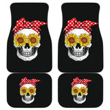 Womens Sunflower Skull Polka Dot Bandana Car Floor Mats 210805 - YourCarButBetter