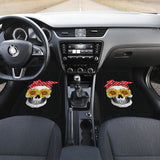 Womens Sunflower Skull Polka Dot Bandana Car Floor Mats 210805 - YourCarButBetter