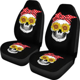 Womens Sunflower Skull Polka Dot Bandana Car Seat Covers 210805 - YourCarButBetter
