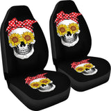 Womens Sunflower Skull Polka Dot Bandana Car Seat Covers 210805 - YourCarButBetter