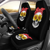 Womens Sunflower Skull Polka Dot Bandana Car Seat Covers 210805 - YourCarButBetter