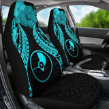 Yap Polynesian Car Seat Covers Pride Seal And Hibiscus Neon Blue - 232125 - YourCarButBetter
