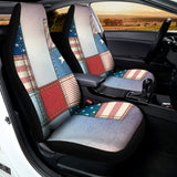 4th of July USA Denim Patchwork Print Universal Fit Car Seat Covers 102422