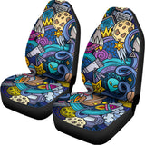 Abstract Cartoon Galaxy Space Print Universal Fit Car Seat Covers 102422