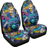 Abstract Cartoon Galaxy Space Print Universal Fit Car Seat Covers 102422