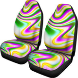 Abstract Holographic Liquid Trippy Print Universal Fit Car Seat Covers 102422