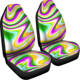 Abstract Holographic Liquid Trippy Print Universal Fit Car Seat Covers 102422
