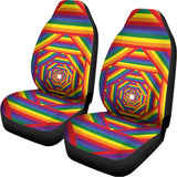 Abstract Rainbow LGBT Stripes Print Universal Fit Car Seat Covers 102422
