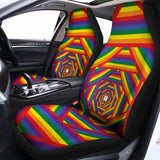 Abstract Rainbow LGBT Stripes Print Universal Fit Car Seat Covers 102422
