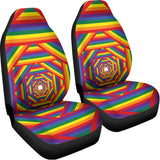 Abstract Rainbow LGBT Stripes Print Universal Fit Car Seat Covers 102422