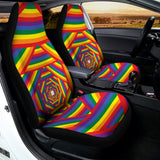 Abstract Rainbow LGBT Stripes Print Universal Fit Car Seat Covers 102422