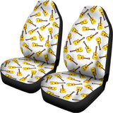 Acoustic Guitar Pattern Print Universal Fit Car Seat Covers 102422