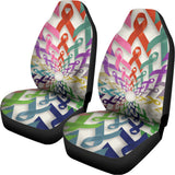 All Cancer Awareness Mandala Print Universal Fit Car Seat Covers 102422