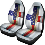 American Christian Cross Flag Print Universal Fit Car Seat Covers 102422
