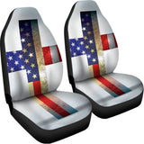 American Christian Cross Flag Print Universal Fit Car Seat Covers 102422