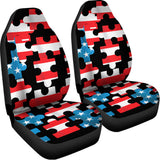 American Flag Jigsaw Puzzle Print Universal Fit Car Seat Covers 102422