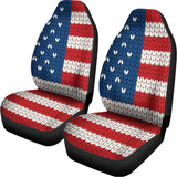 American Flag Knitted Print Universal Fit Car Seat Covers 102422