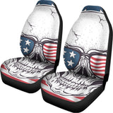 American Skull With Sunglasses Print Universal Fit Car Seat Covers 102422