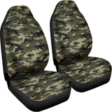 Army Green Digital Camo Pattern Print Universal Fit Car Seat Covers 102422