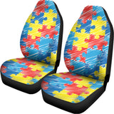 Autism Awareness Drawing Puzzle Print Universal Fit Car Seat Covers 102422