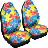Autism Awareness Drawing Puzzle Print Universal Fit Car Seat Covers 102422