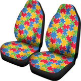 Autism Awareness Jigsaw Pattern Print Universal Fit Car Seat Covers 102422