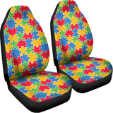 Autism Awareness Jigsaw Pattern Print Universal Fit Car Seat Covers 102422