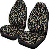 Autism Awareness Ribbon Pattern Print Universal Fit Car Seat Covers 102422