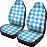 Azure Blue And White Gingham Print Universal Fit Car Seat Covers 102422