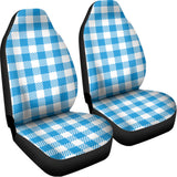 Azure Blue And White Gingham Print Universal Fit Car Seat Covers 102422